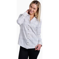 KUHL Women's Kamila Flannel -WildGrace Women’s Sales 8377 Kamila Flannel Sea Salt Front